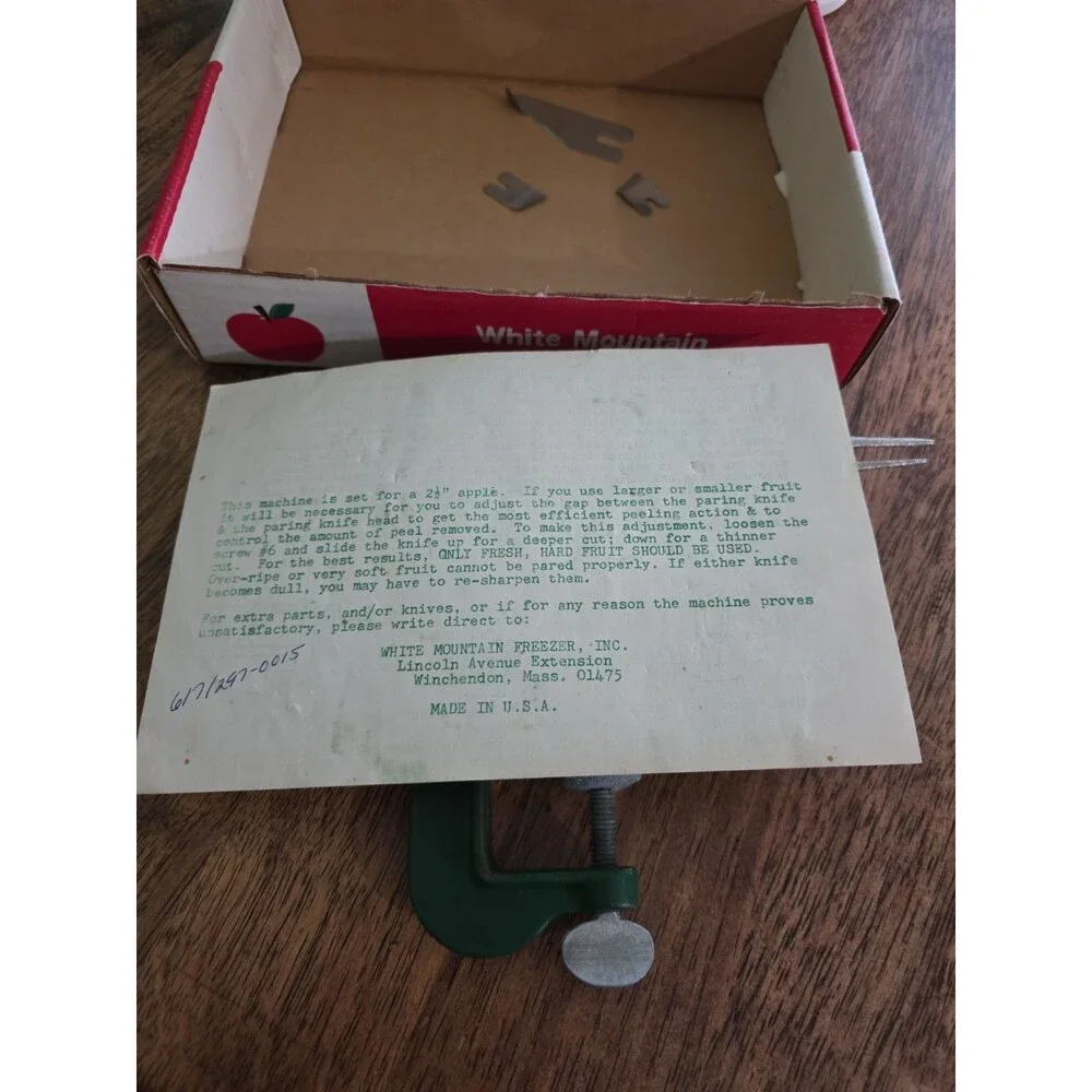 Vintage White Mountain Apple Peeler Parer Corer Slicer With Box And Instructions